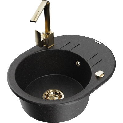 Mexen Kevin гранитна мивка с 1 отделение с отцедник и кухненски смесител Rita, (6517-73-670300-50)