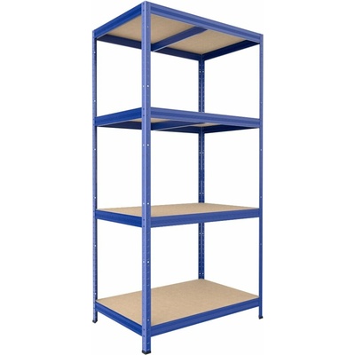 Biedrax Regál do domácnosti 35 x 90 x 180 cm, modrý, 4 police MDF, 200 kg na policu