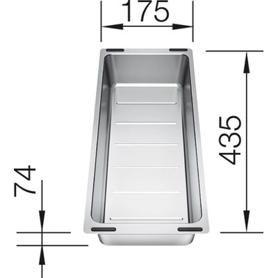 Nerezová víceúčelová miska BLANCO 227689 odkapávací koš na zeleninu a ovoce 435 x 175 mm