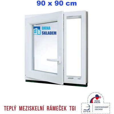 Erkado Plastové okno otevíravé i sklopné levé 900 x 900 mm Bílé / Antracit