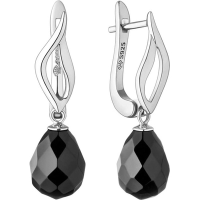 Gaura Pearls stříbrné náušnice s černým onyxem SK22385EL stříbrná
