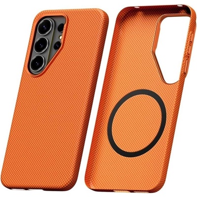 GKK Magsafe Калъф за Samsung S26 Ultra, Carbon Desigh Case, Оранжев (5966012027061)