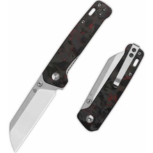QSP knife Penguin V2 Liner Lock, zavírací s klipem, CF překrytí, rukojeť G10, červená QS130V2-F1