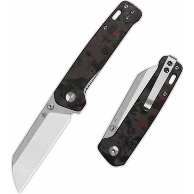 QSP knife Penguin V2 Liner Lock, zavírací s klipem, CF překrytí, rukojeť G10, červená QS130V2-F1