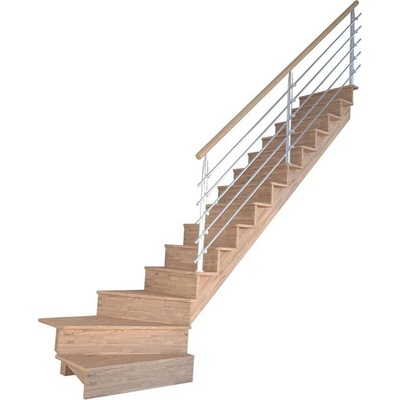 StarWood Schody Lindos dubové pravé 80cm uzavřené design. nerez. zábradlí