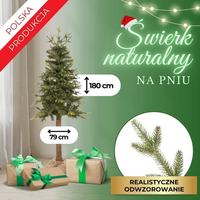 Springos CT0199 PRÍRODNÝ SMREK NA KMENI 180 CM