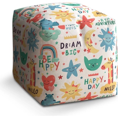 Sablio Taburet Kostka Happy day: 40x40x40 cm