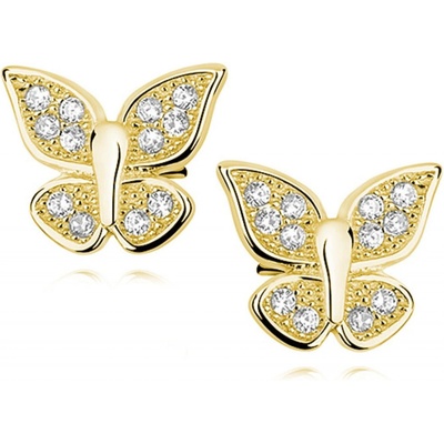 Lafira pozlacené stříbrné náušnice Butterfly Z1045EG