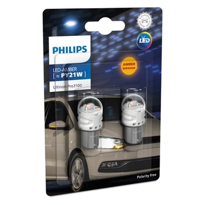 Philips Крушка, LED, мигач PHILIPS PY21W, 12V, 2, 15W, 140lm, 2 бр