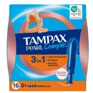 Tampax Compak Тампони Tampax Compak (16 бр. /кутия) Super plus Pearl