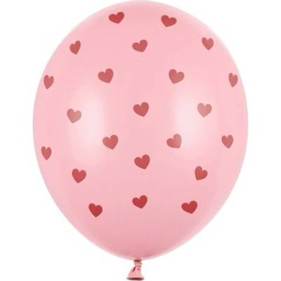Party Deco Латексови Балони Пастел, Розови на Червени Сърца, 30см (sb14p-278-081j)