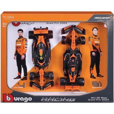 Bburago Mclaren Set F1 2x Mcl38 Team Mclaren N 4 Season 2024 Lando Norris + N 81 Oscar Piastri s pilotom Orange Black 1:24