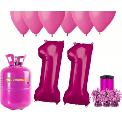 HeliumKing Helium párty set na 11. narozeniny s růžovými balónky