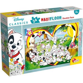 Lisciani Двулицев пъзел Lisciani за оцветяване от 24 части - 101 далматинци (86641)