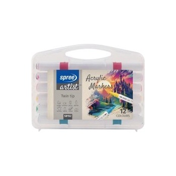 SpreeArt Акрилни маркери двувърхи 12 цвята