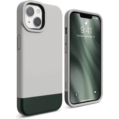 elago Glide Case - удароустойчив силиконов (TPU) калъф за iPhone 13 (сив-зелен)