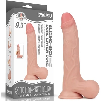 Пенис дилдо с меки тестиси, плъзнете кожата му, 24, 5см. - Sliding Skin (LVTOY00528)