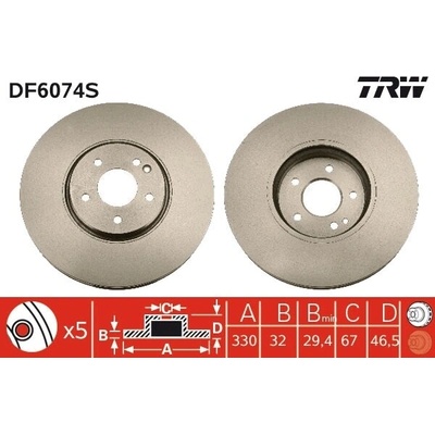 Brzdový kotúč TRW DF6074S