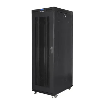 Lanberg Комуникационен шкаф, Lanberg rack cabinet 19" free-standing 27U/800x1200 (flat pack) with mesh door lcd black (FF01-8227-23BL)