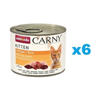 Animonda Carny Kitten hovädzie mäso hydina 6 x 200 g