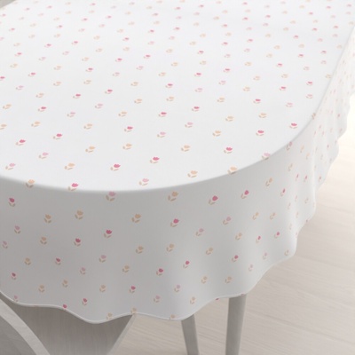 Biante Teflónový oválny obrus TF-115 Farebné tulipániky na bielom 50x100 cm