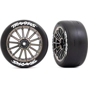 Traxxas колело 2.0", джанта с много спици черен хром, гума слик (задна) (2)