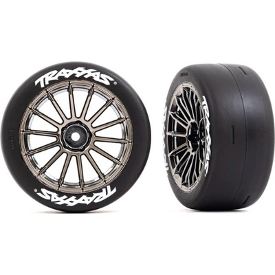 Traxxas колело 2.0", джанта с много спици черен хром, гума слик (задна) (2)