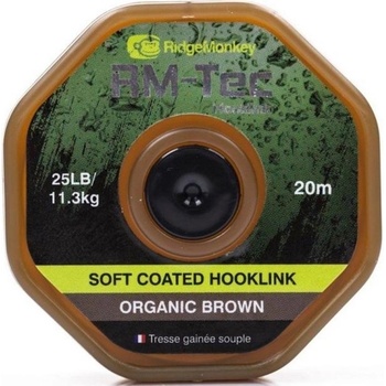 RidgeMonkey šňůra RM-Tec Soft Braid Hooklink 25lbs 20m Organic Brown