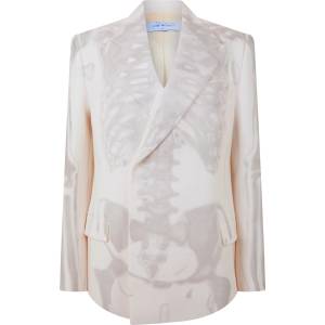 OFF WHITE Яке OFF WHITE Men's Body Scan Relax Skeleton Graphic Long Sleeve Double-Breasted Denim Jacket - White