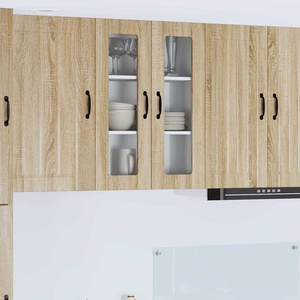 vidaXL Стенен стъклен шкаф LUCCA Дъб сонома 60 x 31 x 80 см (885087)