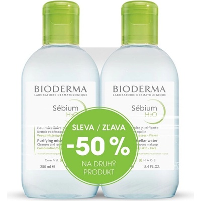 Bioderma Sébium H2O Festival micelárna pleťová voda na mastnú a zmiešanú pleť 2 x 250 ml darčeková sada