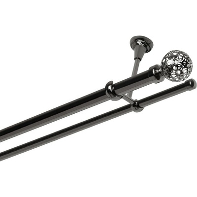 OK-GarnýžeCY Garnýž kovová dvouřadá 25/16mm Koule retro onyx 230 cm do stropu / na tunýlek - bez kroužků
