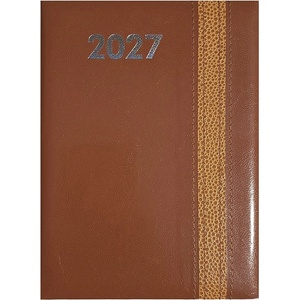 ALISCA Дневник за срокове ALISCA Rebel, с шевове, B/6, ежедневен, бял, с кафяви страници, 2027 (260602/VB)