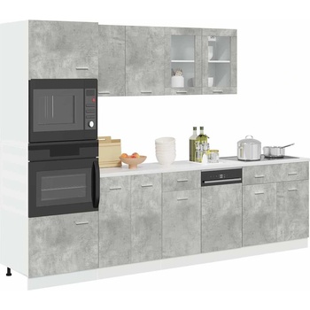 vidaXL Комплект кухненски шкафове, 7 части, Lyon, бетонно сив, инженерно дърво (3324856)