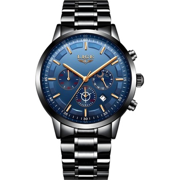 LIGE Часовник lige st-4055 - Черен / Син kp4055 (st-4055)