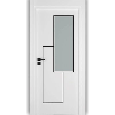Vexo Интериорна врата Инфинити остъклена - бял мат - черни лайсни (цена без монтаж)