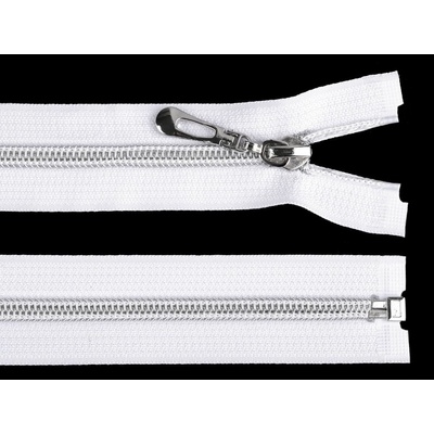 Spirálový zip se stříbrnými zoubky šíře 7 mm délka 50 cm 101 bílá