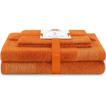 AmeliaHome Sada ručníků ALLIUM klasický styl oranžová viac rozmerov 3 ks