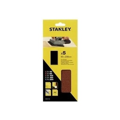 Stanley Brusné papíry pro vibrační brusku 93 x 230 mm neděrované, 1x P40, 1x P60, 1x P100, 1x P150, 1x P220 - ST-STA31116-XJ – Hledejceny.cz