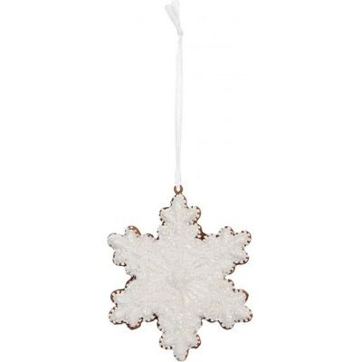 Clayre & Eef Závěsná dekorace perníková vločka Frosted Ginger - 9*1*10 cm