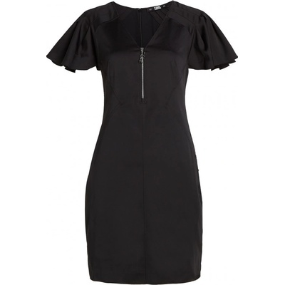 Karl Lagerfeld Pleated Sleeve W/zip Dress čierna