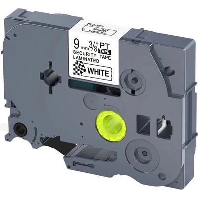 Compatible Brother TZ-SE2 / TZe-SE2, 9mm x 8m, черен печат / бял фон, запечатване, съвместима лента (TZeSE2)