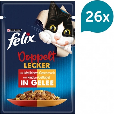 Felix Doppelt Lecker v želé hovězí a drůbeží maso 26 x 85 g