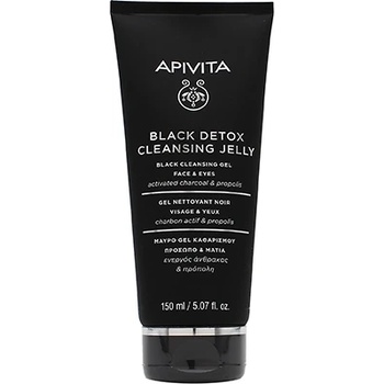 APIVITA Black Detox Cleansing Jelly почистващ гел с активен въглен за лице и очи 150 мл