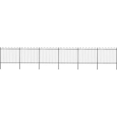 OMAXI Zahradní plot s obloukem nahoře ocelový 1005 x 150 cm černý 711003