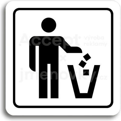 ACCEPT Piktogram koš na odpadky - bílá tabulka - černý tisk