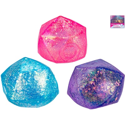 Míček glamour diamant třyptivý strečový 6cm antistresový 3 barvy