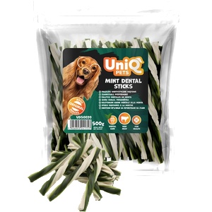 Uniq Pets Dog Snacks Dental Mint Dental Sticks дентални пръчици за кучета с мента и говеждо, 500 g
