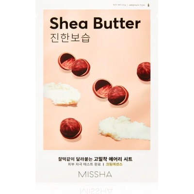 Missha Airy Fit Shea Butter платнена маска с силно хидратиращ и подхранващ ефект 19 гр