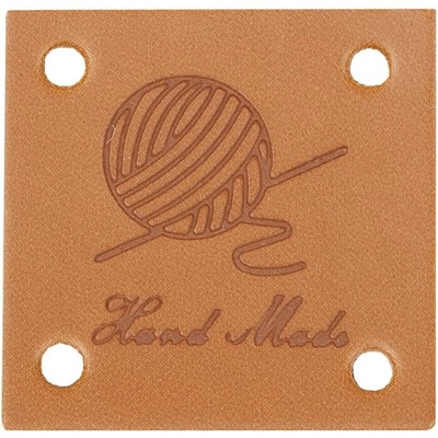 BELLATEX G - nášivka Hand Made kožená 25 × 25 mm s klubíčkem - sada 4 ks